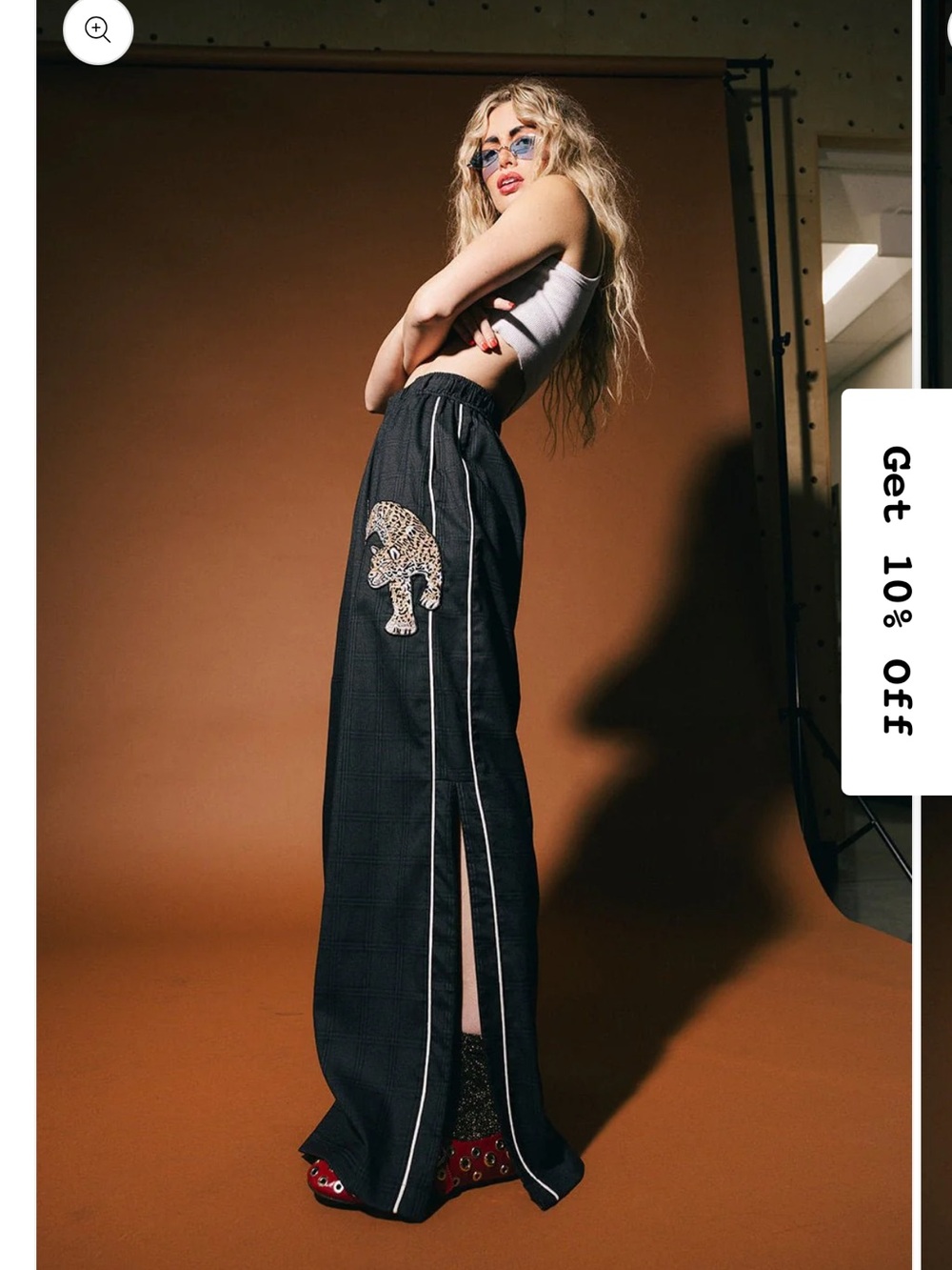 Dressed in LALA Feminine Rage Wide-Leg Track Pants with Leopard Patch NWT size L